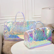 Spend A Night Overnight Bag Wap Loading Bling Bling Pink Travel Tote Duffle Luggage Clear PVC Bags